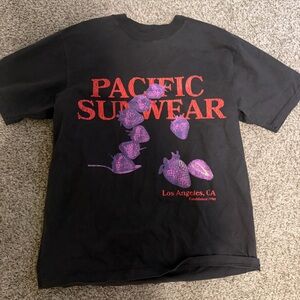PacSun Black Tee with Red and Purple Graphics